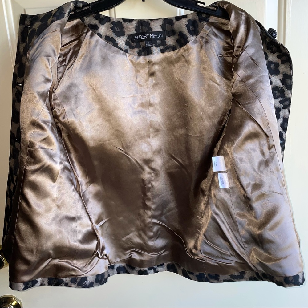 Albert Nipon Black Gold Abstract Floral Rhinestone Button Front Jacket Blazer - Picture 5 of 9